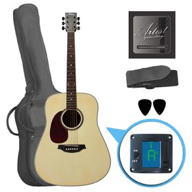 LSPMNTL  Left Handed Beginner Acoustic Guitar Pack - Left Hand Matt Natural