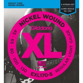 EXL170-5 D'Addario EXL170-5 Nickel Electric 5-String Bass Strings Regular Light .045-.130