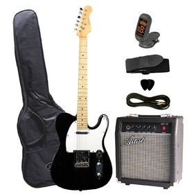 TCPK BK TC Style Electric Guitar Package with Amp Tuner