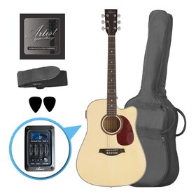 LSPCEQNT Acoustic Electric Cutaway Guitar Pack - Gloss Natural