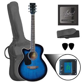 LSPSTBBL Small Acoustic Cutaway Guitar Pack - Left Hand Blue 