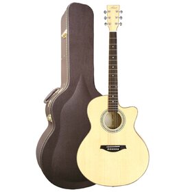 JB300 Solid Top Jumbo Acoustic Electric Guitar  Cutaway + Case