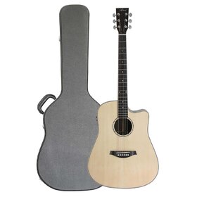 D200CEQC Solid Wood Dreadnought Acoustic Electric Guitar & Hard Case