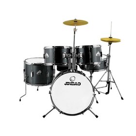 JBJ1045 5 Piece Junior Drum Kit, Black - complete set of beginner drums, inc cymbals & stool