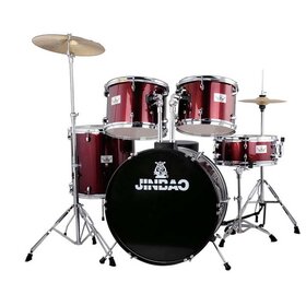 JBP0975 5 Piece Full Size Drum Kit, Red - Complete set of Drums + Cymbals & Stool