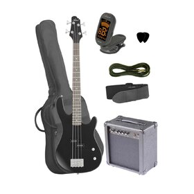 PB34PKBK Black 3/4 Size Bass Guitar Pack