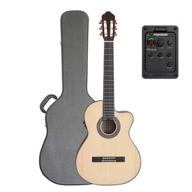 CS100CEQ+C Solid top Classical Acoustic Electric Guitar with Hard Case