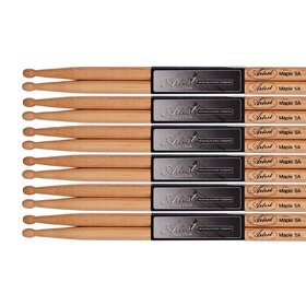 DSM5A  Maple Drum Sticks with Wooden Tips - 6 Pairs