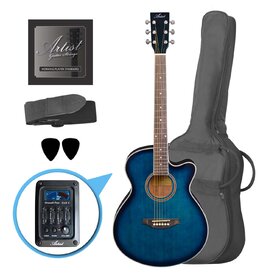 LSPSCEQTBB Small Acoustic Electric Cutaway Guitar Pack & EQ- Blue