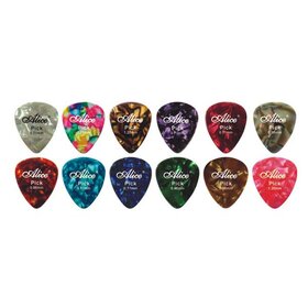 AP12A0.81 Coloured Celluloid Guitar Picks - 0.81mm/ 12 Pieces