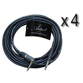 GC30R 4 Pack  30ft/9M Guitar Lead / Cable - Double Heat-shrink (1 Right Angle Jack)
