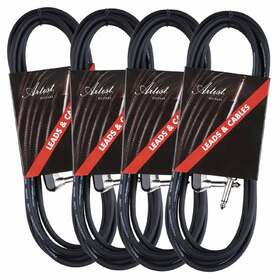 GS10R 4 Pack | 10ft/3M Guitar Lead / Cable - Heat-shrink (1 Right Angle Jack)