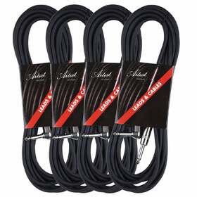 GS20R 4 Pack  20ft/6M Guitar Lead / Cable - Heat-shrink (1 Right Angle Jack)