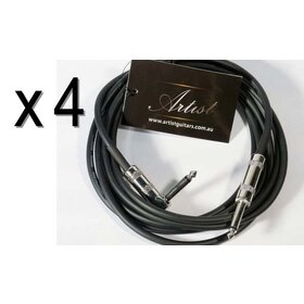 GS30R 4 Pack | 30ft/10M Guitar Lead / Cable - Heat-shrink (1 Right Angle Jack)