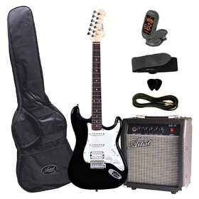Artist  STHPKBK Black Electric Guitar Package  with Wilkinson Pickups,  Amp, Strap, Guitar Lead/ Cable 