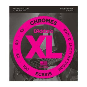D'Addario ECB81S Bass Strings Flatwound Chrome 45-100 Short scale 30"