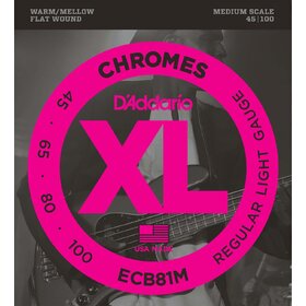D'Addario ECB81M Bass Strings Flatwound Chrome 45-100 Medium scale 32"