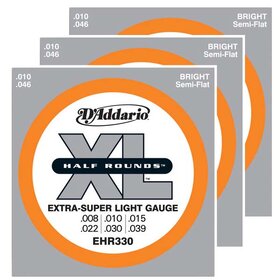 EHR330 3 Pack D'Addario EHR330 Electric Guitar Strings Half Round X-Super Lite 8-39
