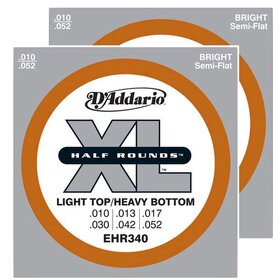 EHR340 2 Pack D'Addario EHR340 Electric Guitar Strings Half Round Reg Lite/Heavy 10-52