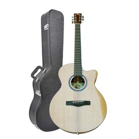 HHW40CE409+C New Hand Made Solid Wood Acoustic Guitar with Hard Case