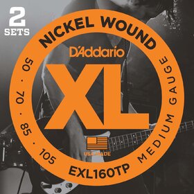 EXL160TP D'Addario EXL160TP Twin Pack - Nickel Electric Bass Strings Medium Wound  .050 - .1050