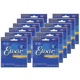 ELX12002 Elixir Anti-Rust Plain Steel Nanoweb Coated Electric Guitar Strings, Super Light, 9-42, 12 Sets