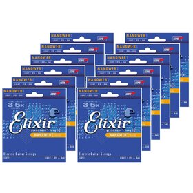 ELX12052 Elixir Anti-Rust Plain Steel Nanoweb Coated Electric Guitar Strings,  Light, 10-46, 12 Sets