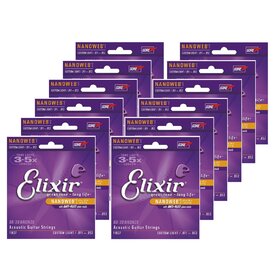ELX11027 Elixir Anti-Rust 80/20 Nanoweb Coated Acoustic Guitar Strings, 11-52, 12 Sets