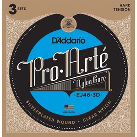 EJ46 3 Sets D'Addario EJ46 Pro Arte Strings Clr/Sliver Hard
