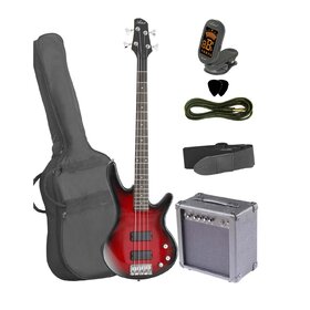AG105RDSPK Red Sunburst Electric Bass Guitar - Wilkinson Pickups with Amp & Accessories