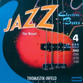 JF344 Thomastic Jazz Bass Flatwound Strings Long Scale .043 - .100 , 1 Set