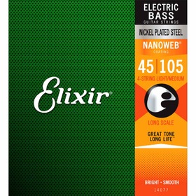 ELX14077 Elixir 14077 Nanoweb Wound Electric Bass Strings .045 - .105, 1 Set