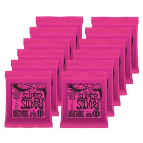 EB2223 12 Pack Ernie Ball 2223 Electric Guitar Strings Nickel Super Slinky (Pink) 9-42