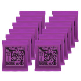 EB2220 12 Pack Ernie Ball 2220 Electric Guitar Strings Nickel Power Slinky (Purple) 11-48