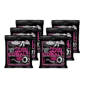 EB2723 6 Pack Ernie Ball 2723 Electric Guitar Strings Cobalt Super Slinky (Pink) 9-42