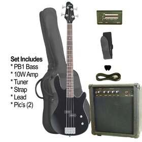 PB1PACK BK (BB)  Black Bass Guitar Package - Amp Tuner Bag *Damaged*