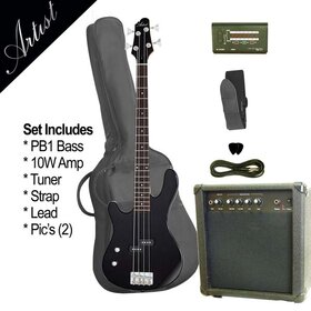 PB1PKLBK (BB) Left Hand Black Bass Guitar Package - Damaged 
