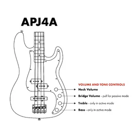 Artist APJ4A Vintage White Active / Passive Bass Guitar & Padded Bag thumbnail