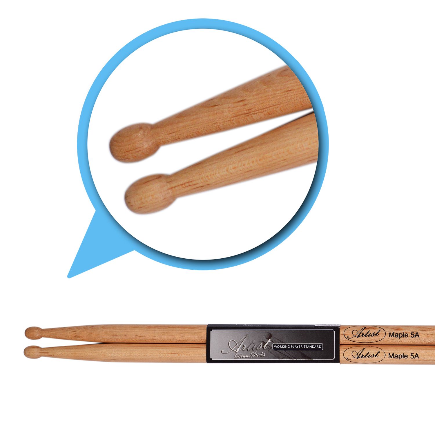 Artist DSM5A Maple Drum Sticks with Wooden Tips 6 Pairs