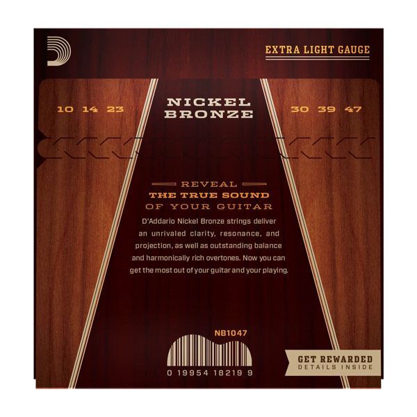 D'Addario NB1047 Nickel Bronze Acoustic Guitar Strings Extra Light
