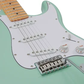 Customer Returned Artist AS10 Vintage Green Electric Guitar w/ Single Coil Pickups & Padded Bag thumbnail