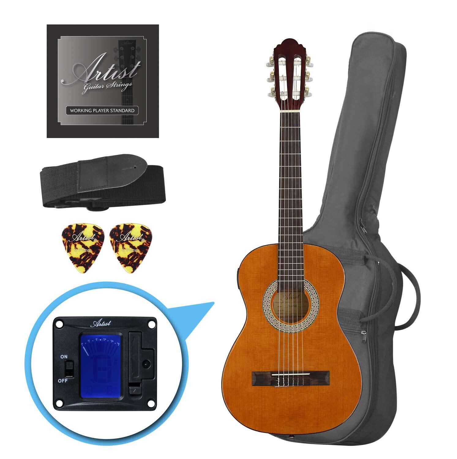 artist cl12am 1 2 size classical guitar pack nylon string amber 1 2 size classical guitar