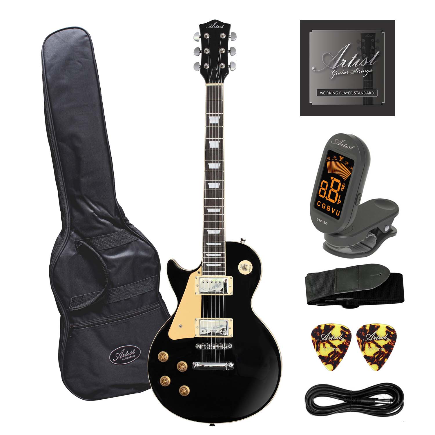Artist LP60BKL Left Handed Electric Guitar + Accessories Black