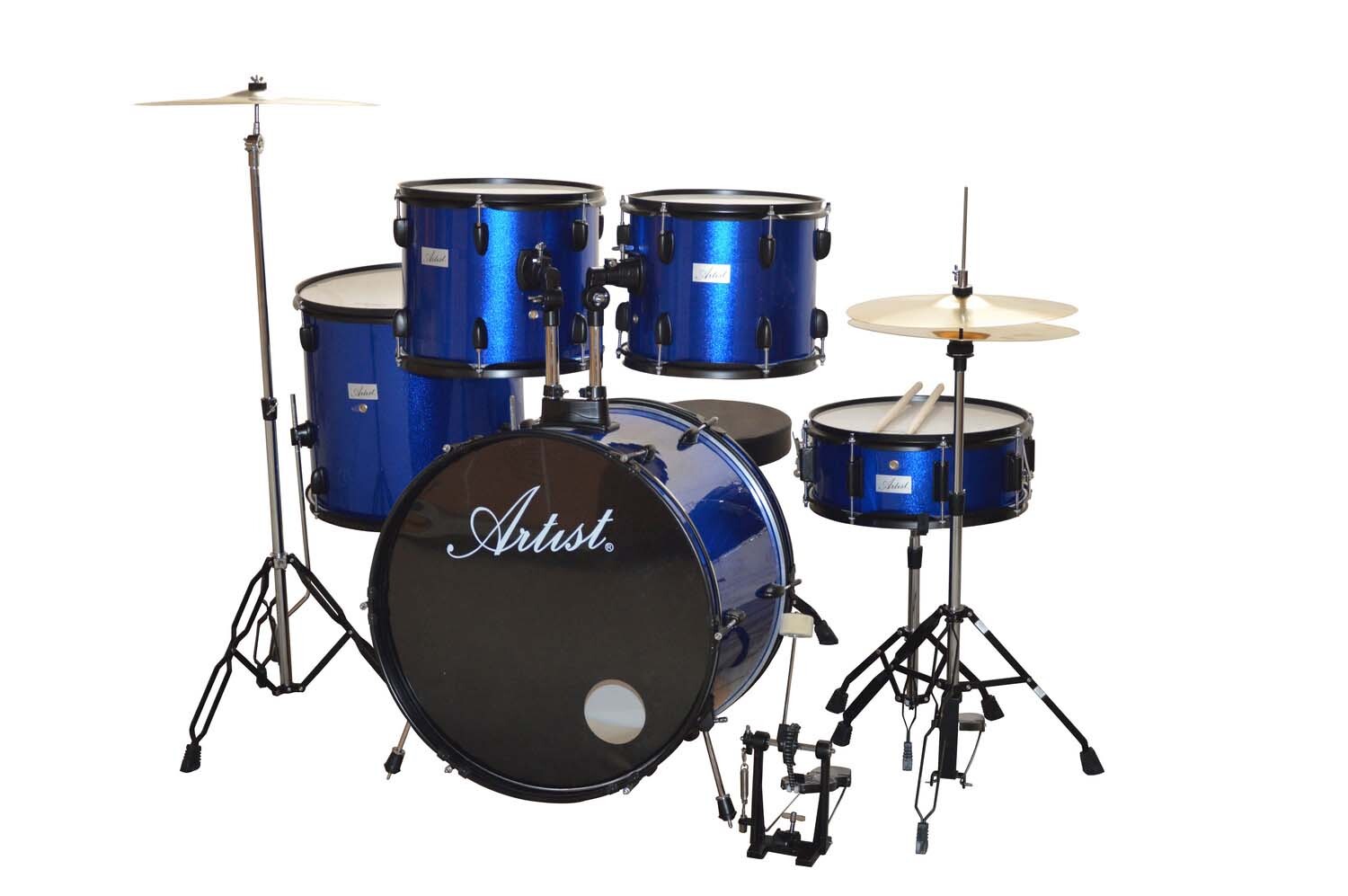 Artist ADR522 5Piece Drum Kit + Cymbals and Stool Blue