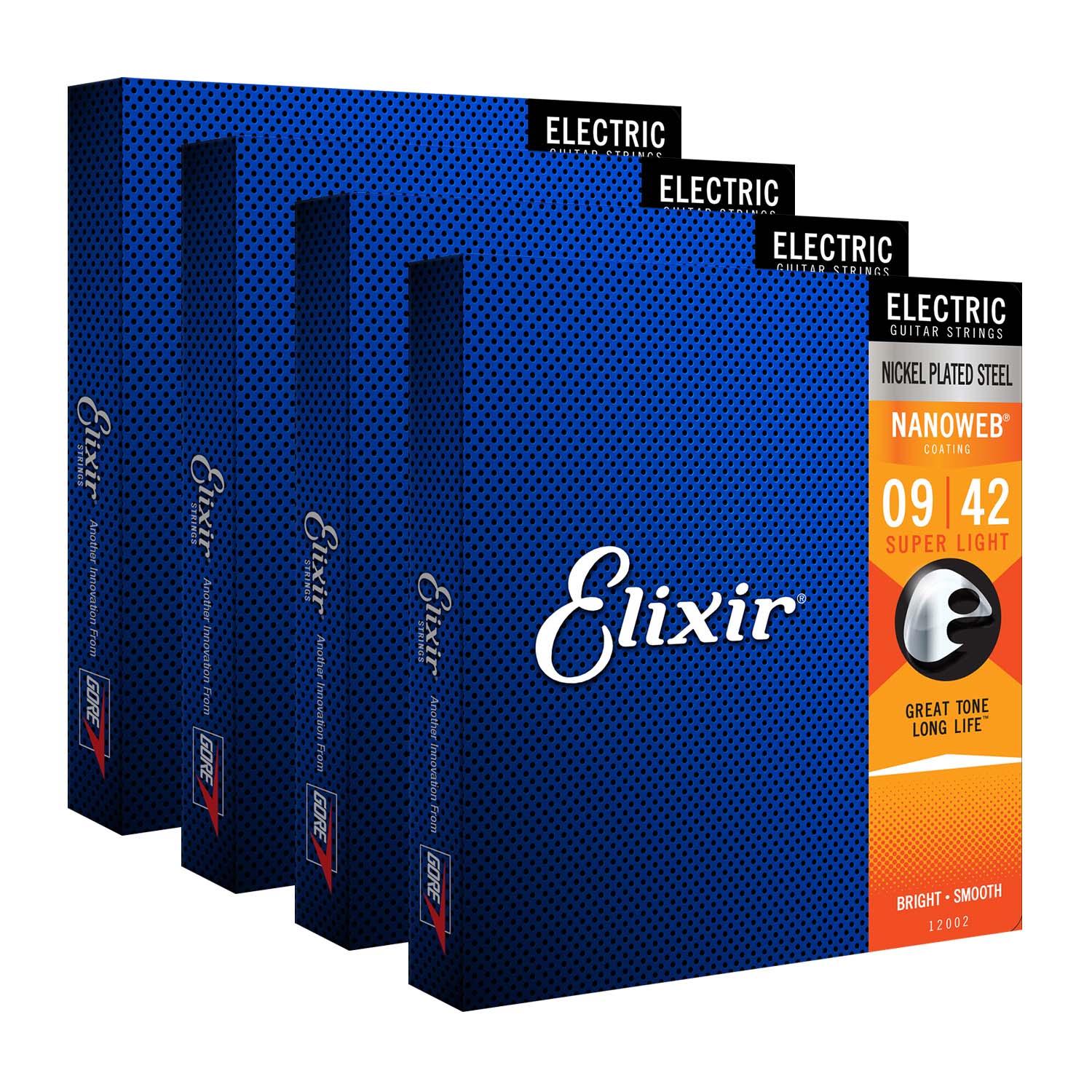 Elixir 12002 9-42 Nanoweb Super Light Electric Guitar Strings - 4PK