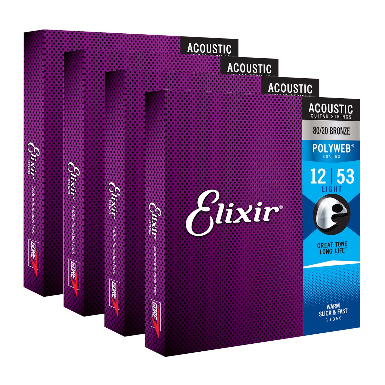Elixir 11050 1253 80/20 Polyweb Acoustic Guitar Strings 4PK