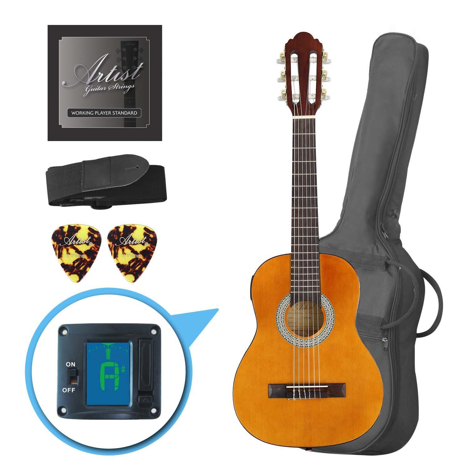 Artist CL14AM 1/4 Size Classical Guitar Pack, Nylon String - Amber