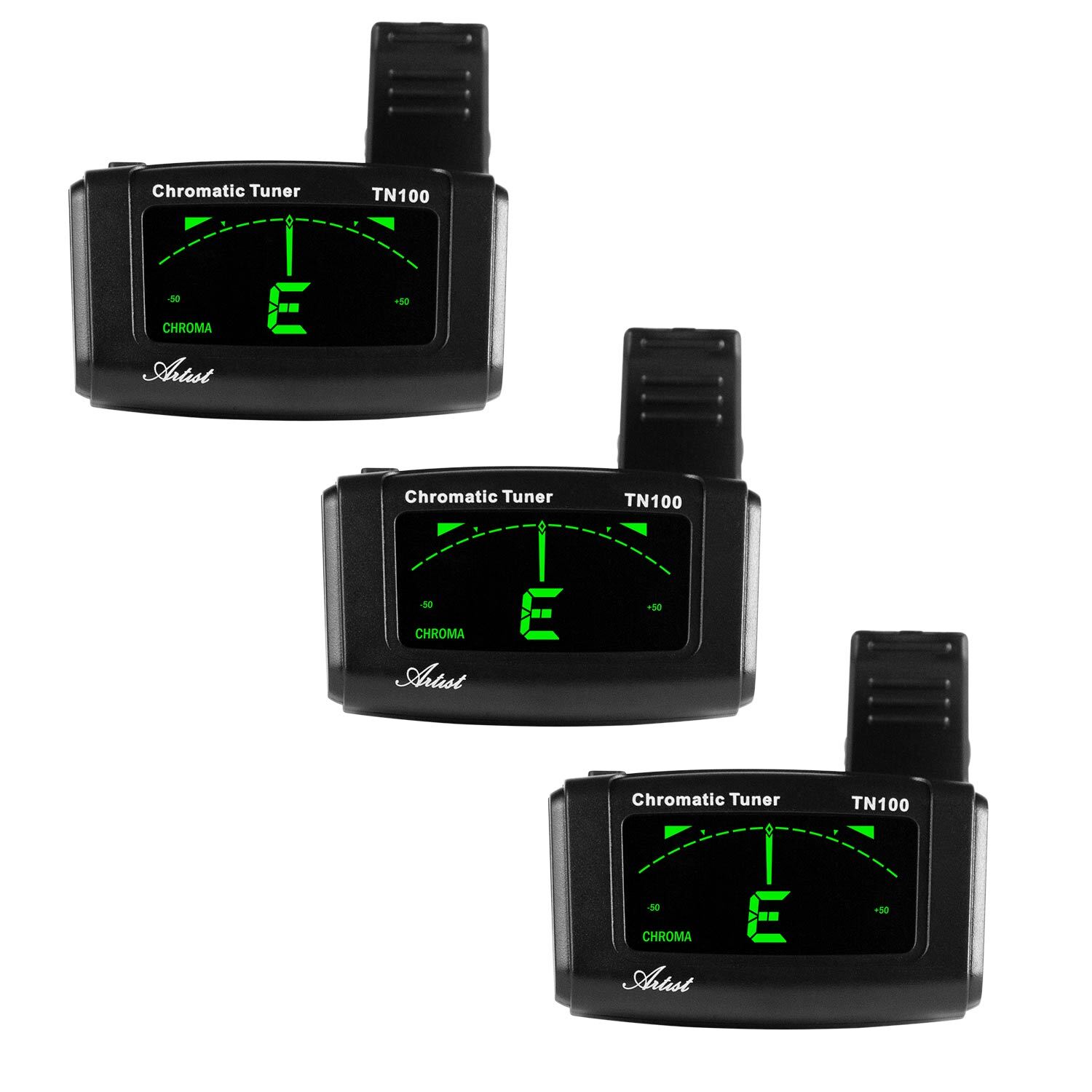Artist TN100 Chromatic Clip on Guitar Tuner 3 Pack