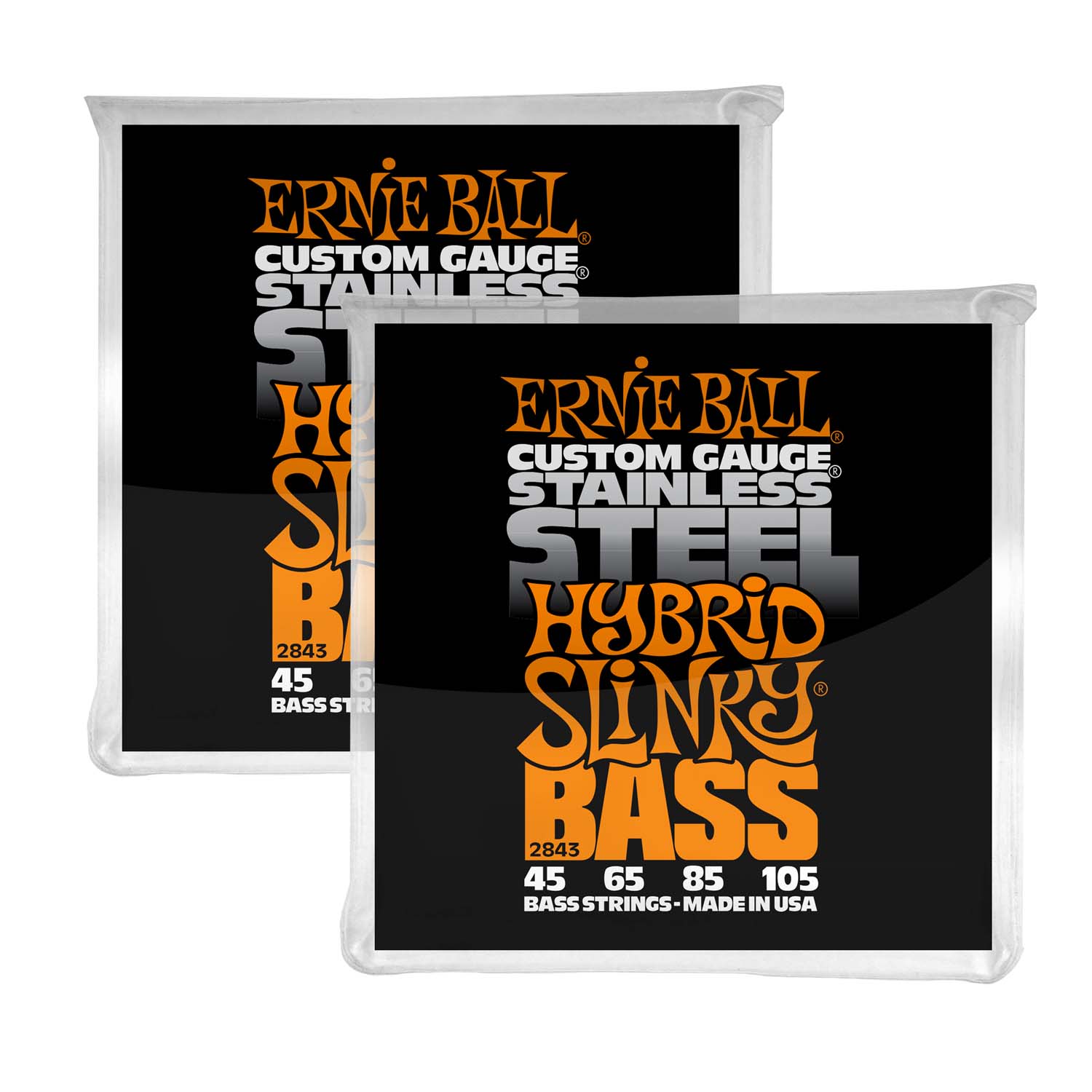 Ernie Ball 2843 Hybrid Slinky Stainless Steel Bass Strings 45105 2Pk