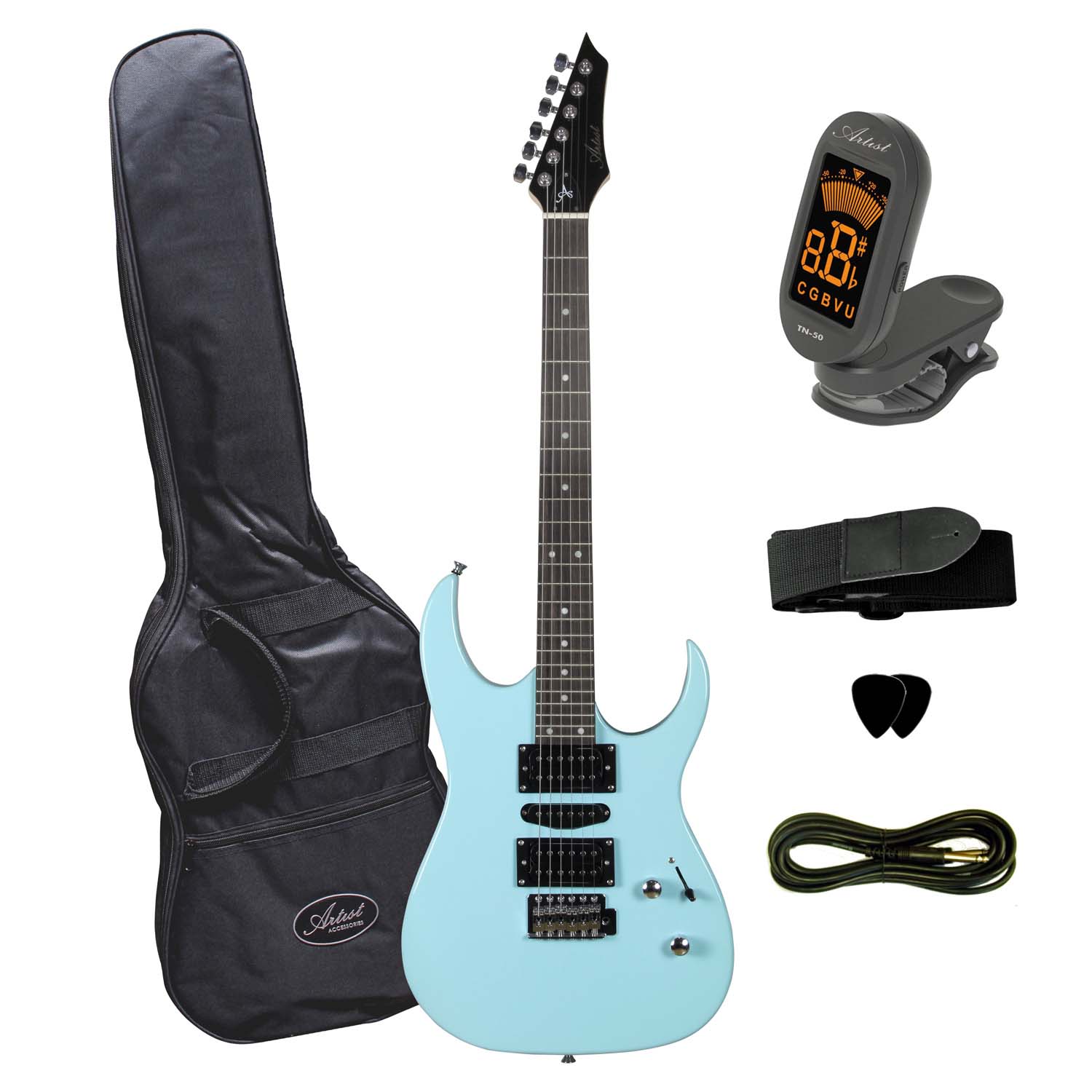 Artist AG45 Sonic Blue Electric Guitar + Nux Frontline 15 Amp
